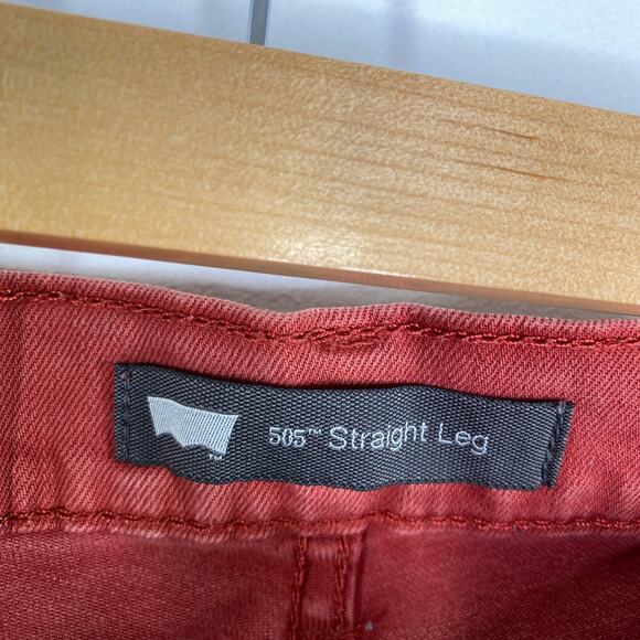 Levi's 505 Straight Leg Red Colored Denim Jeans Womens Size 37 - Picture 7 of 8